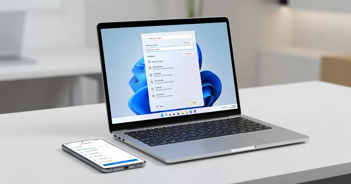 Featured image: Professional featured image for: How to Transfer Files Between Android and Windows. Modern laptop sh