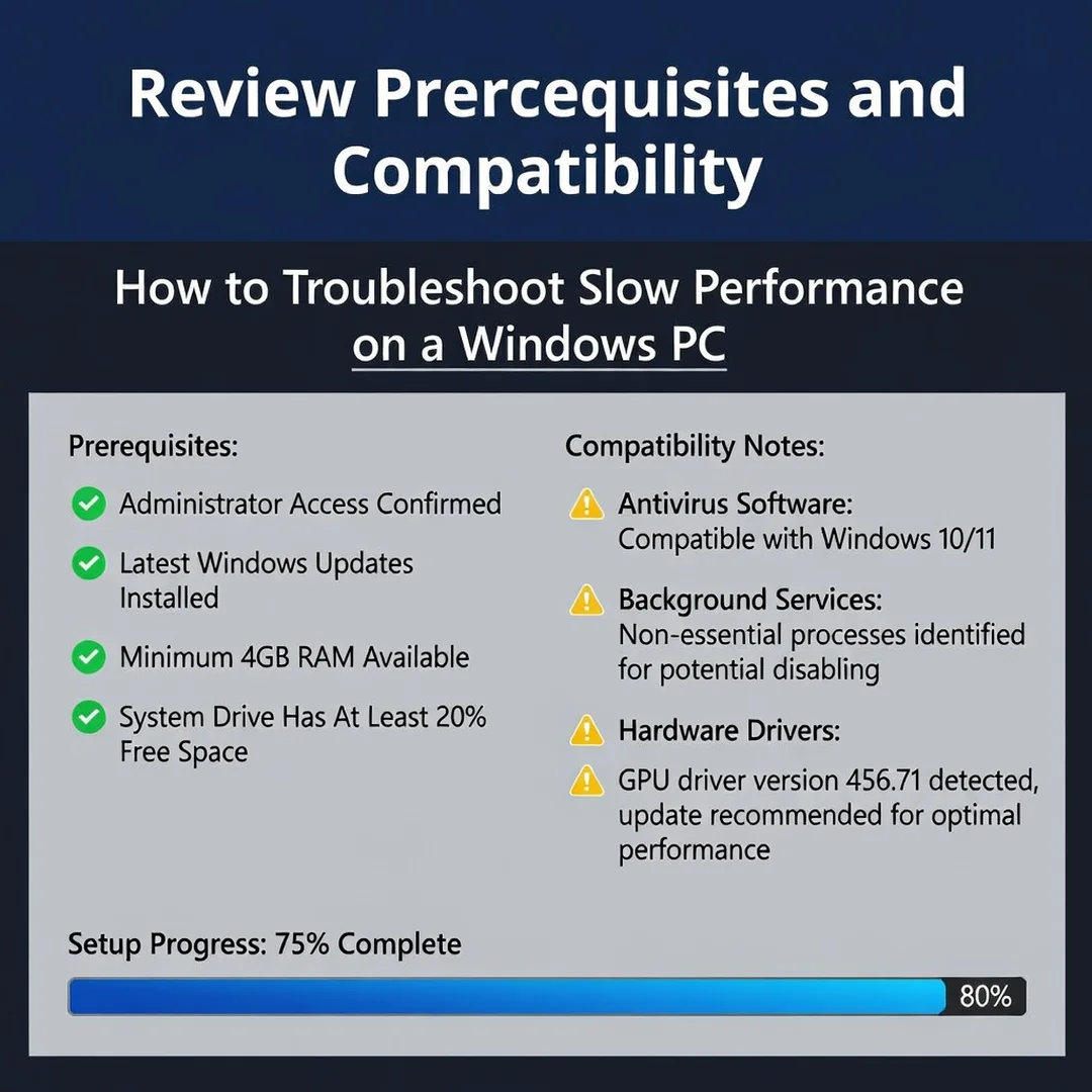 Step 1: Technical tutorial screenshot: Review prerequisites and compatibility for How to Troubleshoot Slow P