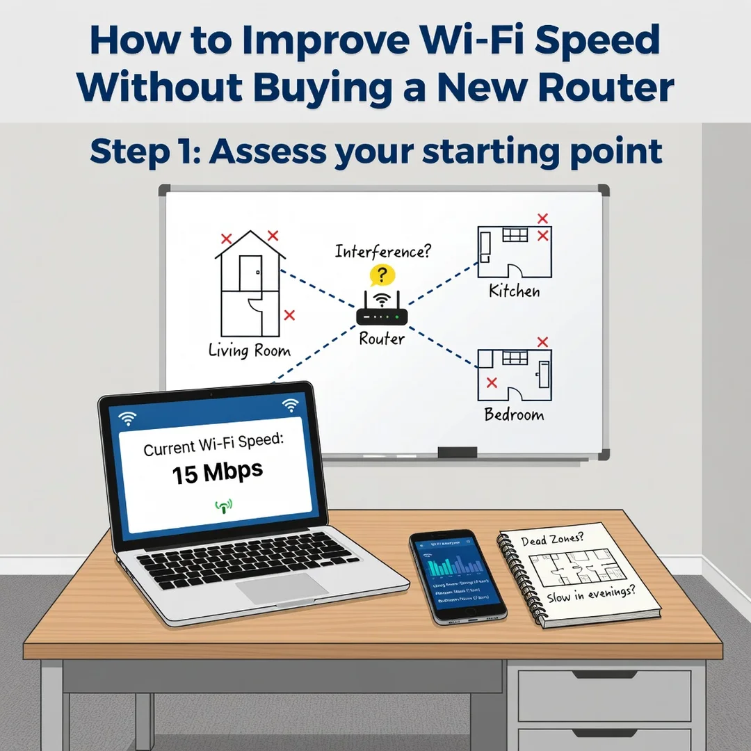 Step 2: Illustration for step: Assess your starting point related to How to Improve Wi-Fi Speed Without Buyi