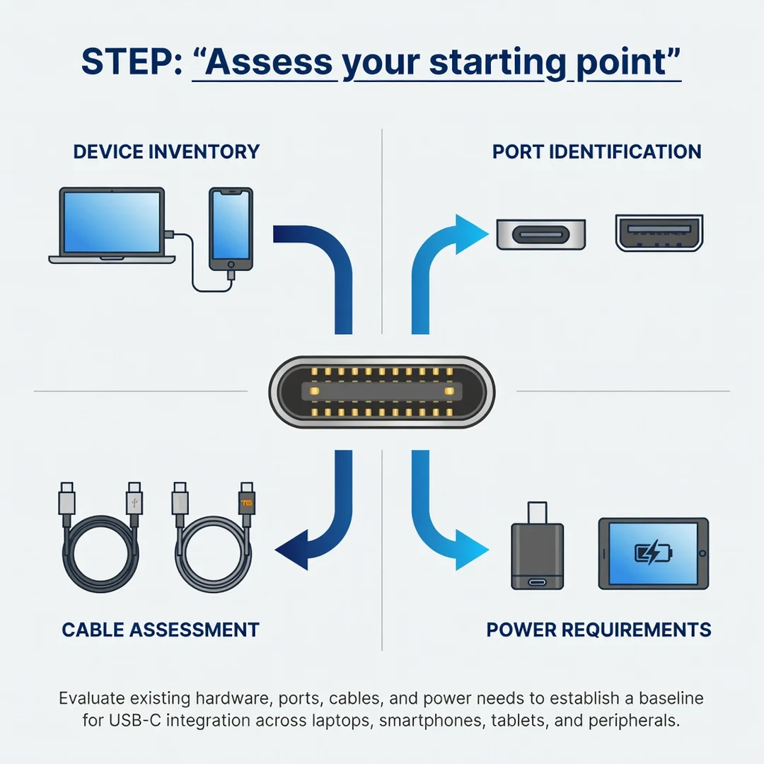 Step 2: Illustration for step: Assess your starting point related to What Is USB-C and How Does It Work Acro