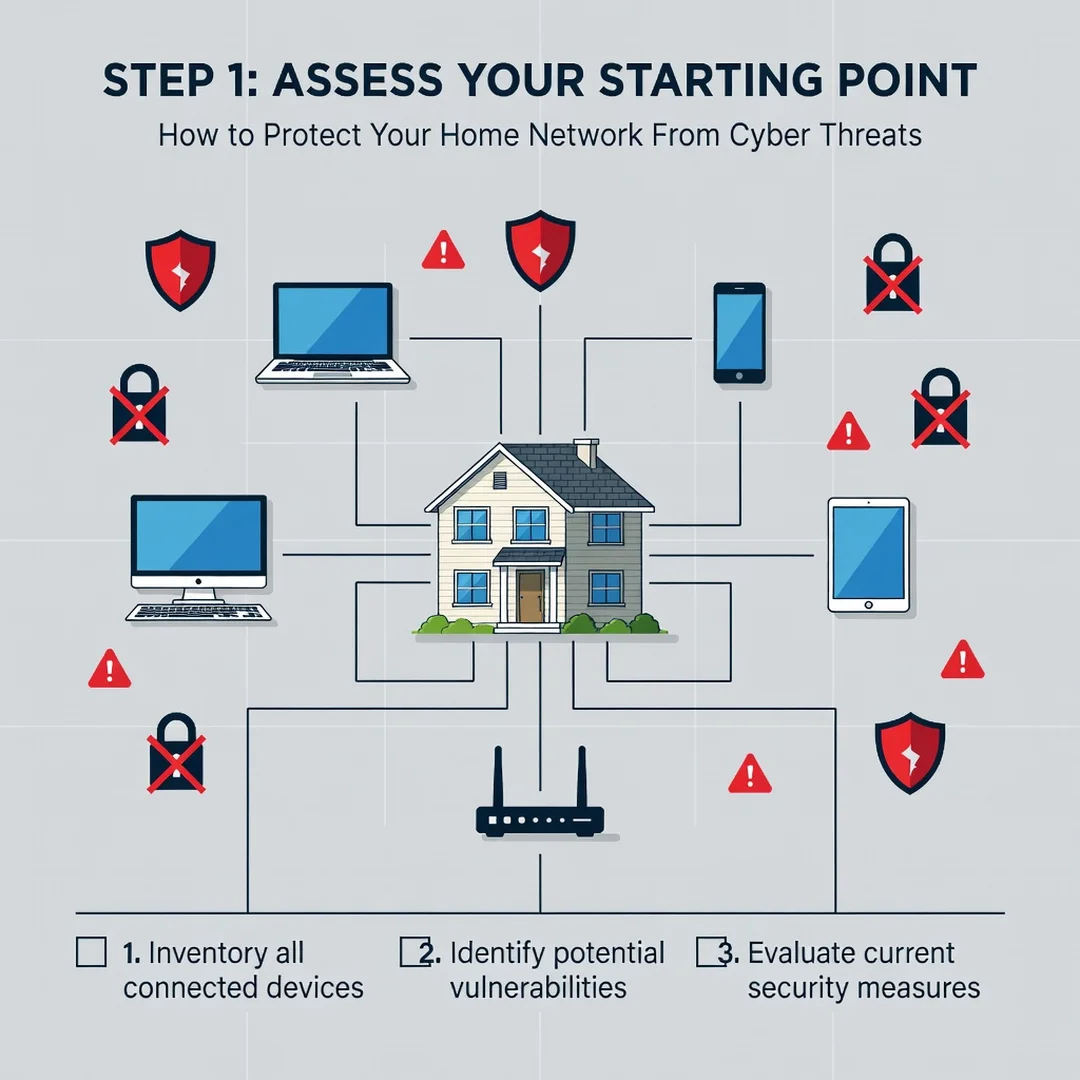 Step 2: Illustration for step: Assess your starting point related to How to Protect Your Home Network From C