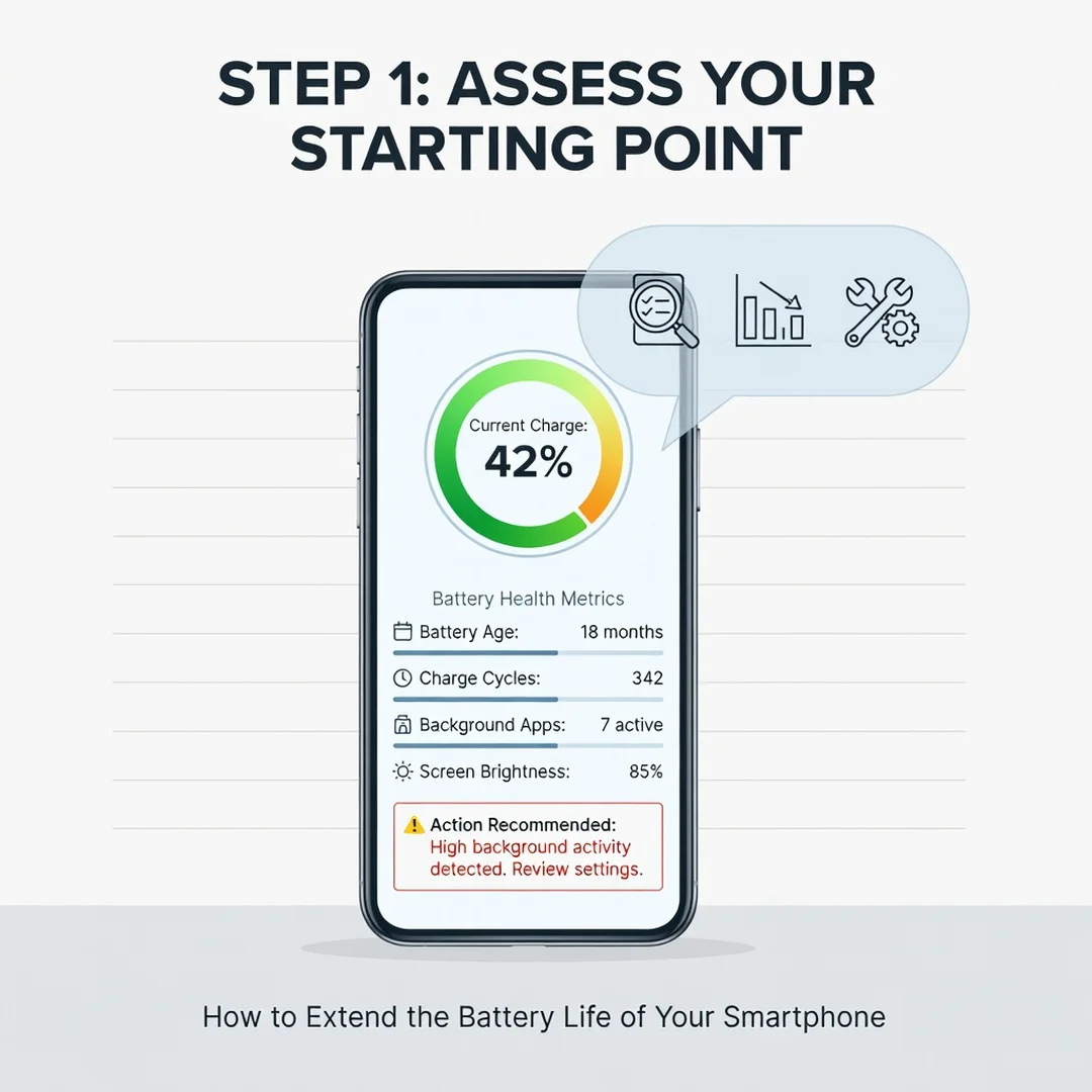 Step 2: Illustration for step: Assess your starting point related to How to Extend the Battery Life of Your 