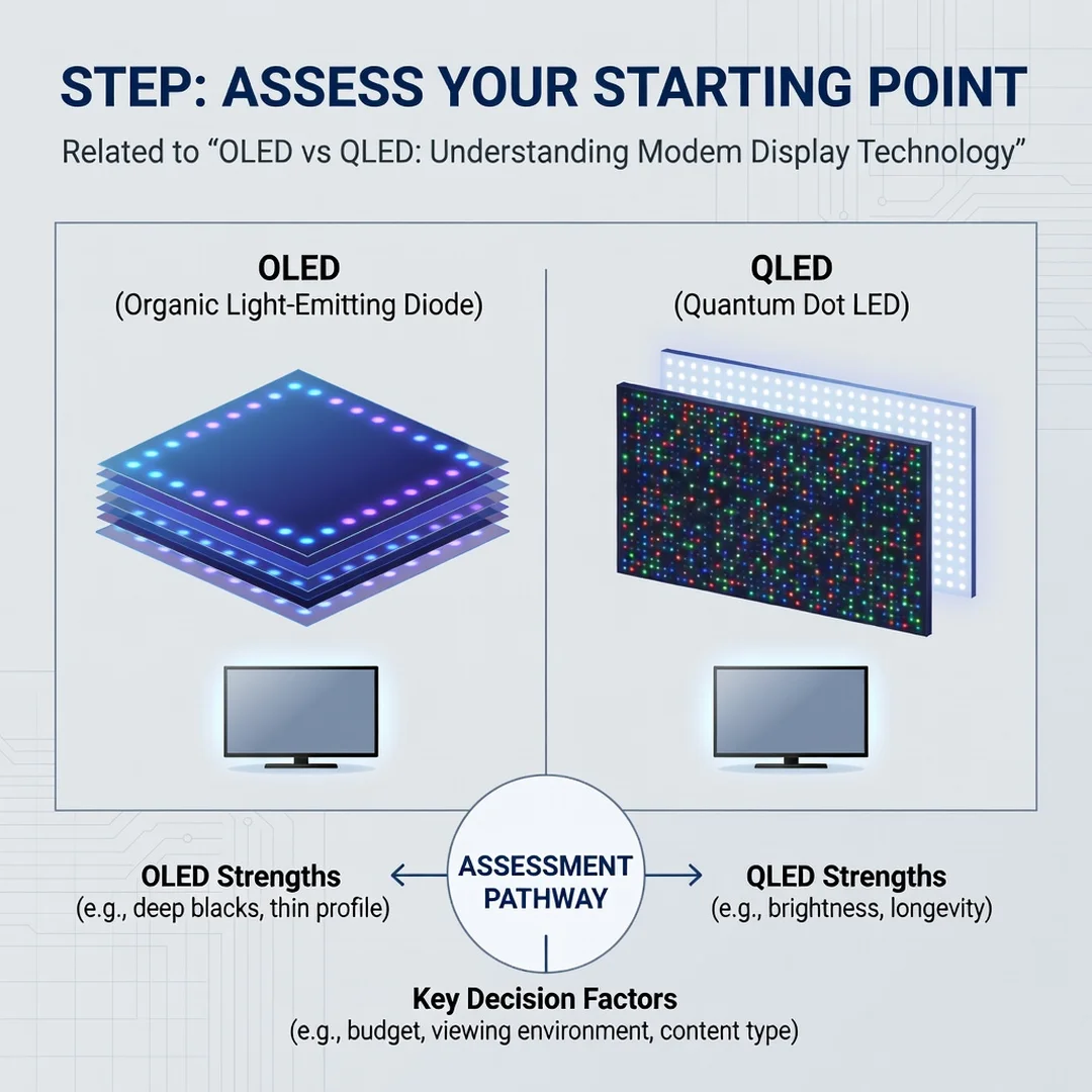 Step 2: Illustration for step: Assess your starting point related to OLED vs QLED: Understanding Modern Disp