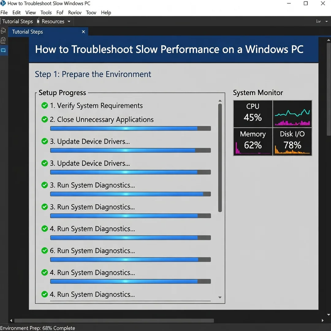 Step 2: Technical tutorial screenshot: Prepare the environment for How to Troubleshoot Slow Performance on a