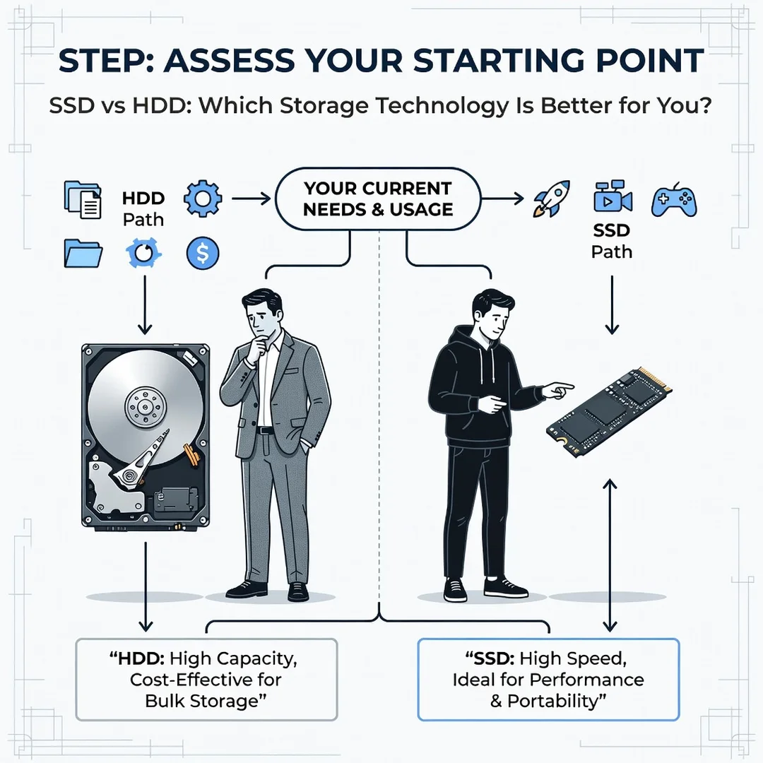 Step 2: Illustration for step: Assess your starting point related to SSD vs HDD: Which Storage Technology Is
