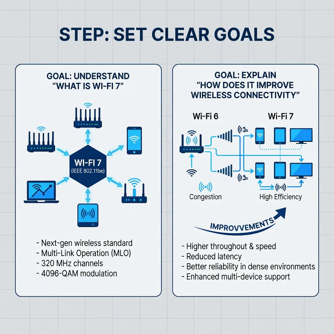 Step 3: Illustration for step: Set clear goals related to What Is Wi-Fi 7 and How Does It Improve Wireless C