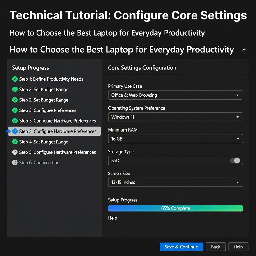 Step 3: Technical tutorial screenshot: Configure core settings for How to Choose the Best Laptop for Everyda