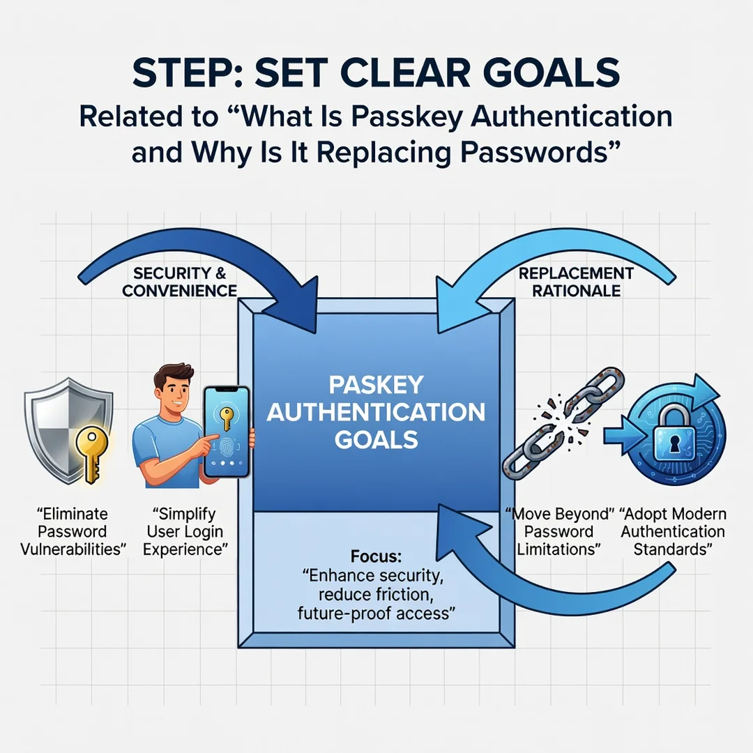 Step 3: Illustration for step: Set clear goals related to What Is Passkey Authentication and Why Is It Repla