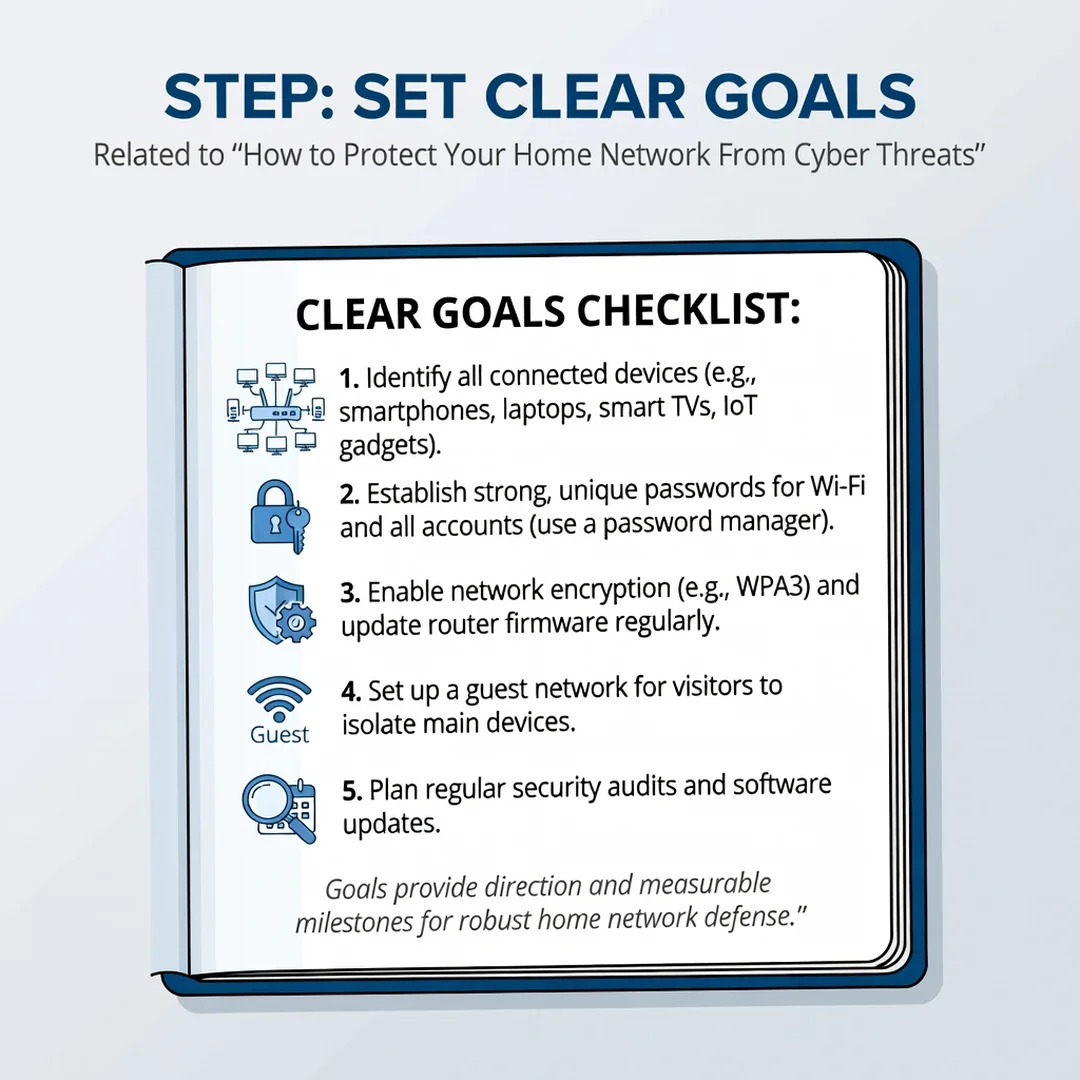 Step 3: Illustration for step: Set clear goals related to How to Protect Your Home Network From Cyber Threat