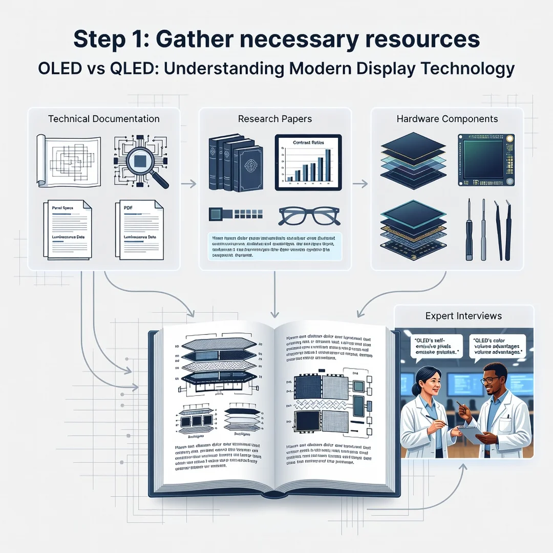 Step 4: Illustration for step: Gather necessary resources related to OLED vs QLED: Understanding Modern Disp