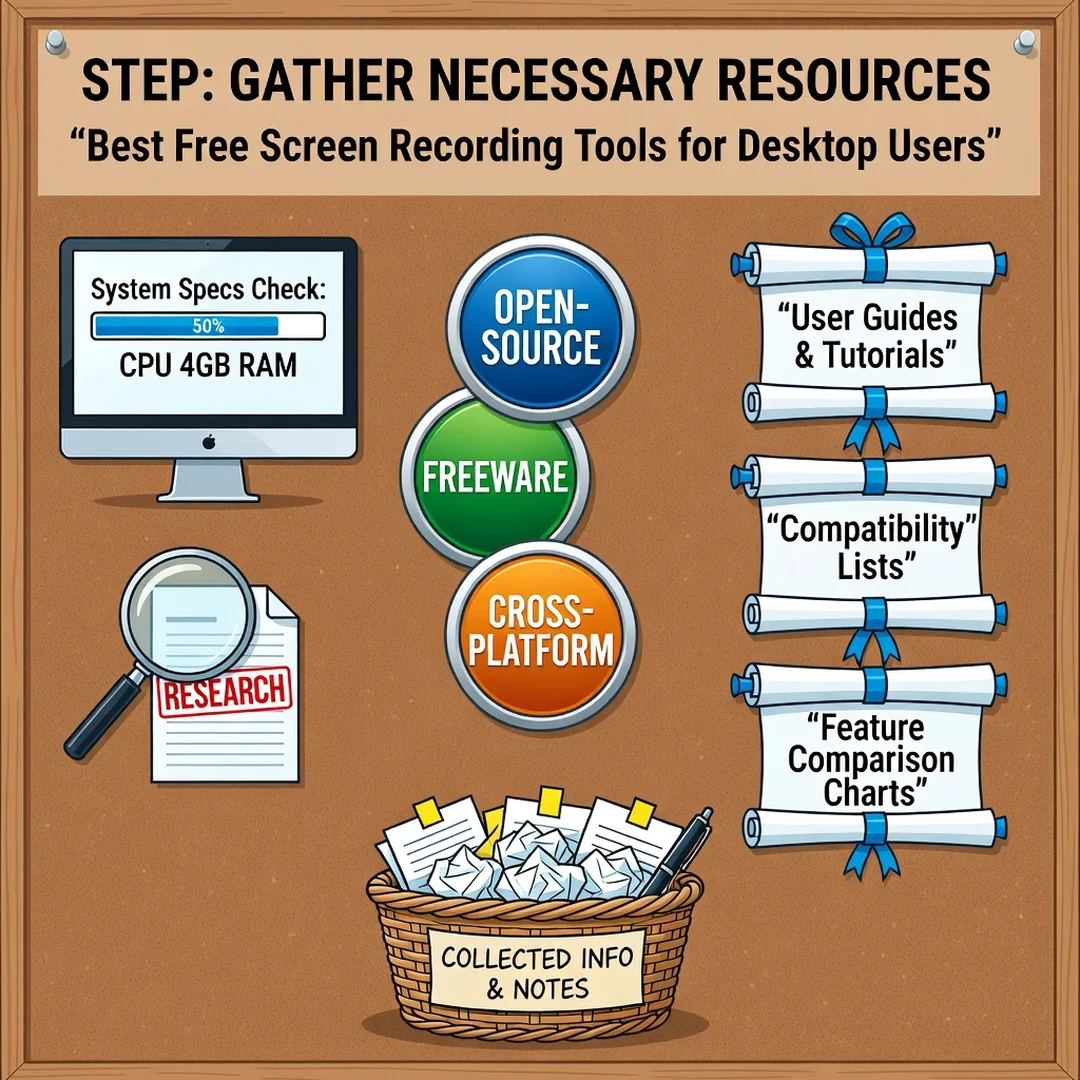 Step 4: Illustration for step: Gather necessary resources related to Best Free Screen Recording Tools for De