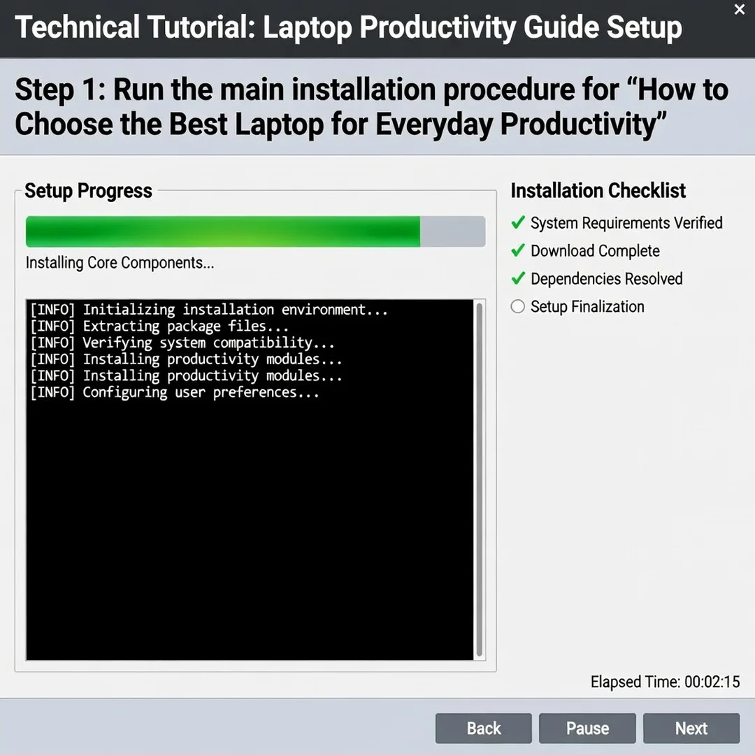 Step 4: Technical tutorial screenshot: Run the main installation procedure for How to Choose the Best Laptop