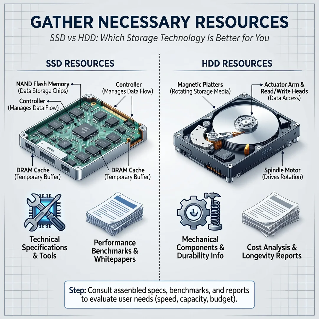 Step 4: Illustration for step: Gather necessary resources related to SSD vs HDD: Which Storage Technology Is