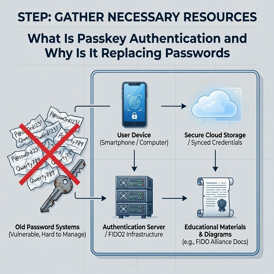 Step 4: Illustration for step: Gather necessary resources related to What Is Passkey Authentication and Why 