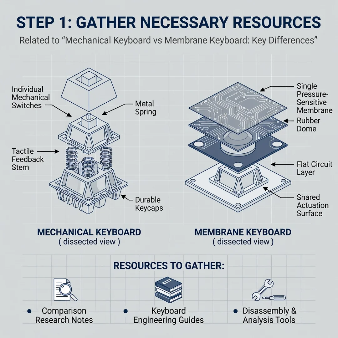 Step 4: Illustration for step: Gather necessary resources related to Mechanical Keyboard vs Membrane Keyboar