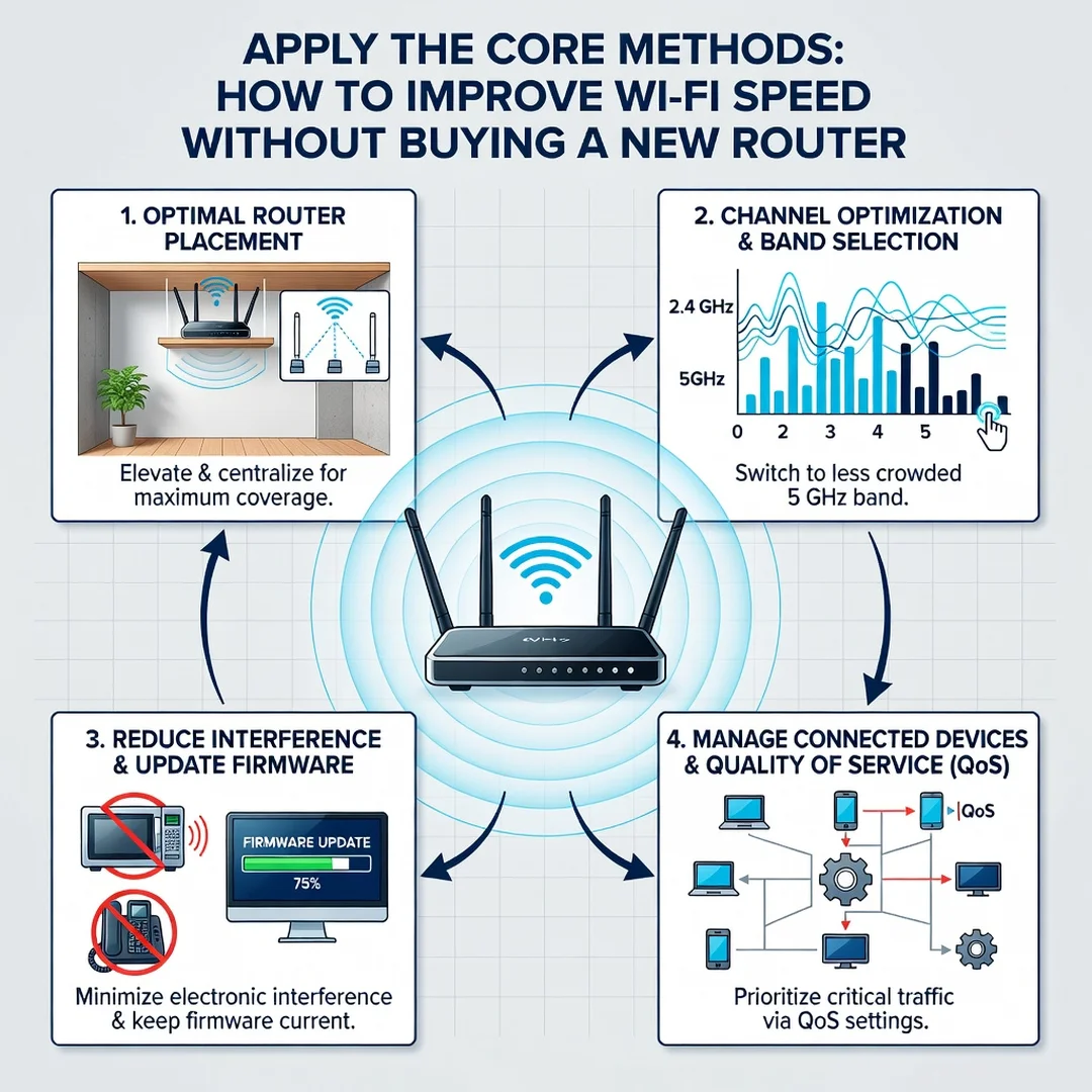 Step 5: Illustration for step: Apply the core methods related to How to Improve Wi-Fi Speed Without Buying a