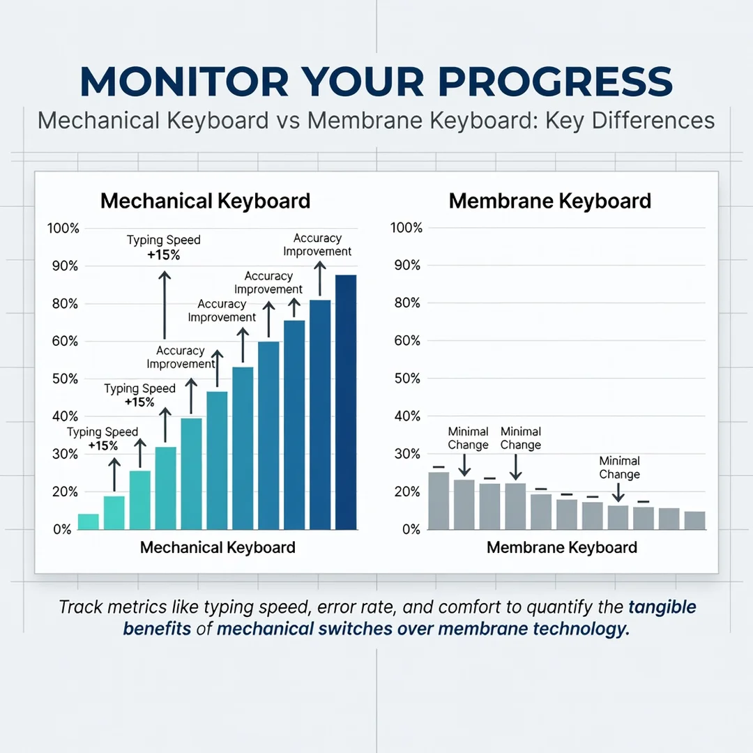 Step 6: Illustration for step: Monitor your progress related to Mechanical Keyboard vs Membrane Keyboard: Ke