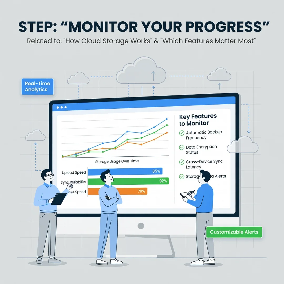 Step 6: Illustration for step: Monitor your progress related to How Cloud Storage Works and Which Features M
