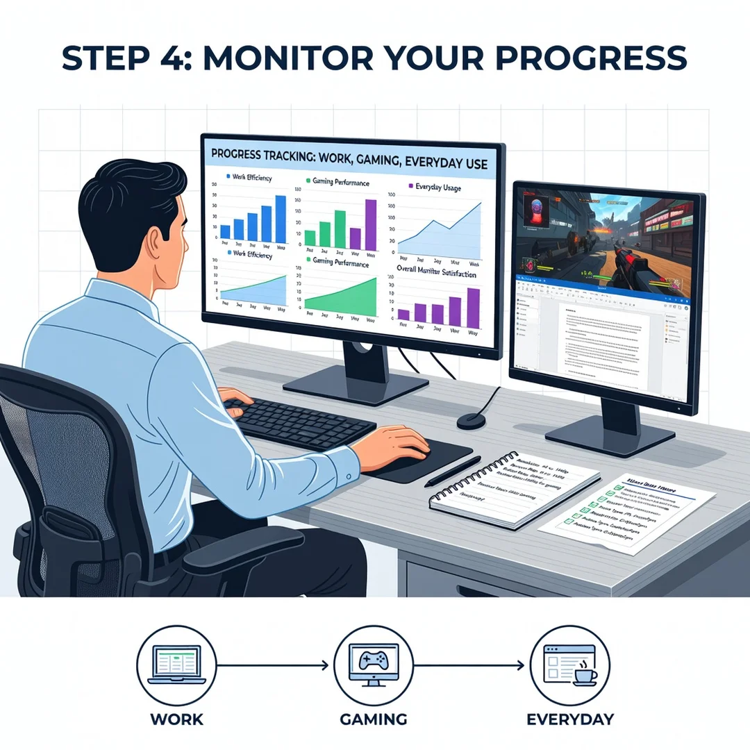 Step 6: Illustration for step: Monitor your progress related to How to Choose a Monitor for Work, Gaming, an