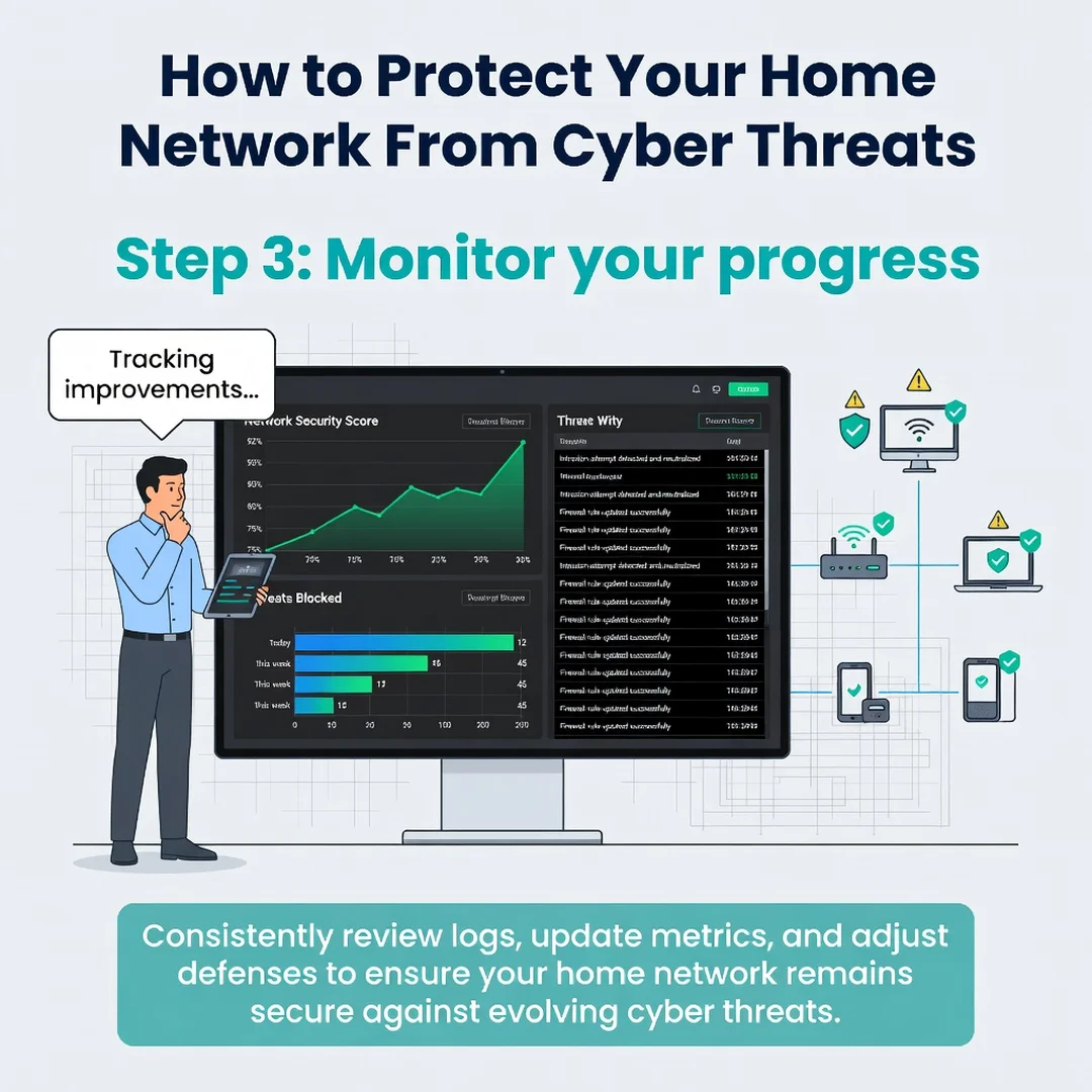 Step 6: Illustration for step: Monitor your progress related to How to Protect Your Home Network From Cyber 