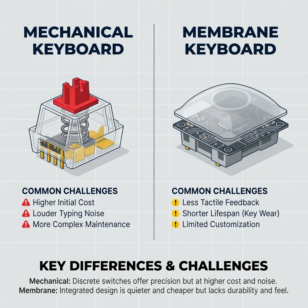 Step 7: Illustration for step: Address common challenges related to Mechanical Keyboard vs Membrane Keyboard
