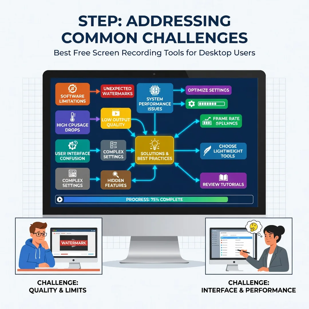 Step 7: Illustration for step: Address common challenges related to Best Free Screen Recording Tools for Des