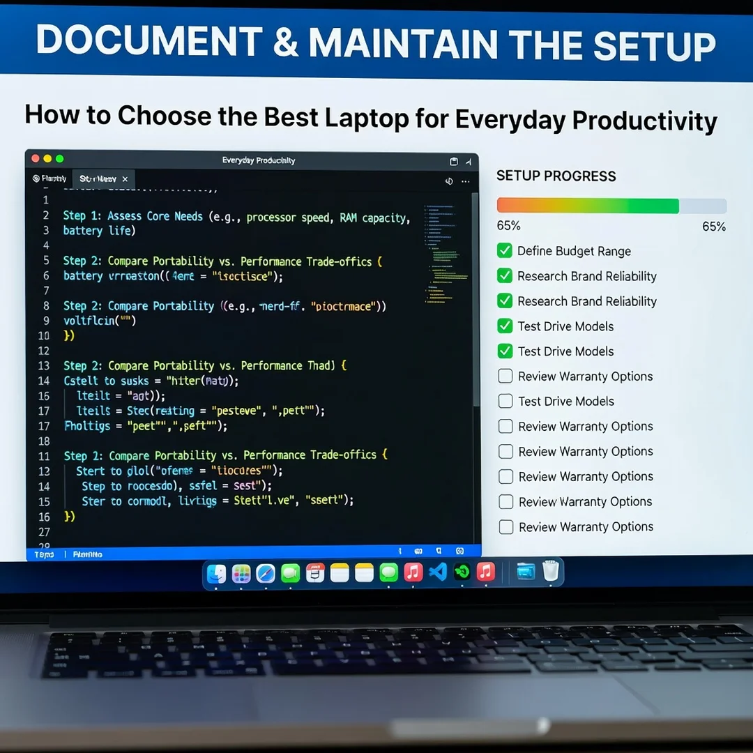 Step 8: Technical tutorial screenshot: Document and maintain the setup for How to Choose the Best Laptop for