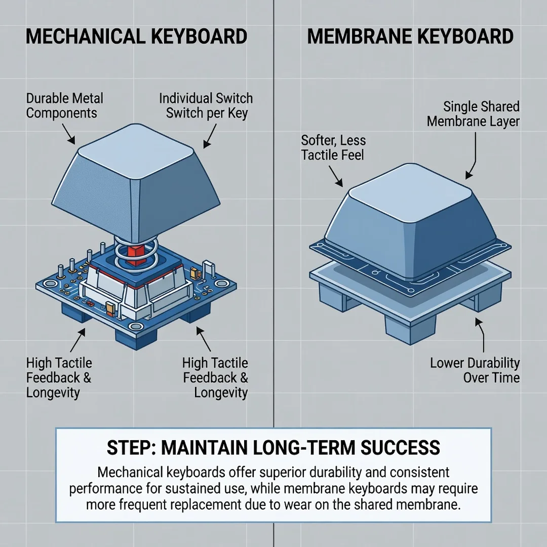 Step 8: Illustration for step: Maintain long-term success related to Mechanical Keyboard vs Membrane Keyboar