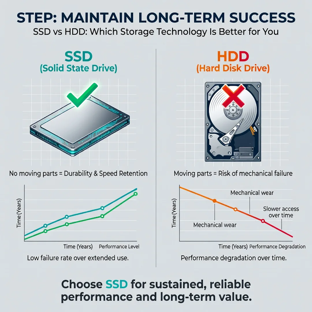 Step 8: Illustration for step: Maintain long-term success related to SSD vs HDD: Which Storage Technology Is